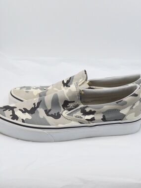 Vans Gray Camo Slip Ons Size Woman's Size 10.5 Mens size 9